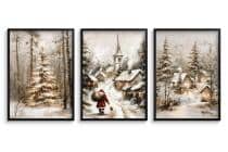 Zestaw Plakatów Świątecznych z Mikołajem i Zimowym Pejzażem | Dekoracja na Święta Bożego Narodzenia do Salonu KP402 - miniaturka 8