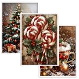 Plakaty Świąteczne- Choinka z Prezentami, Lizaki, Kubek Kakao |  Klimatyczne Dekoracje Bożonarodzeniowe KP398 - miniaturka 1