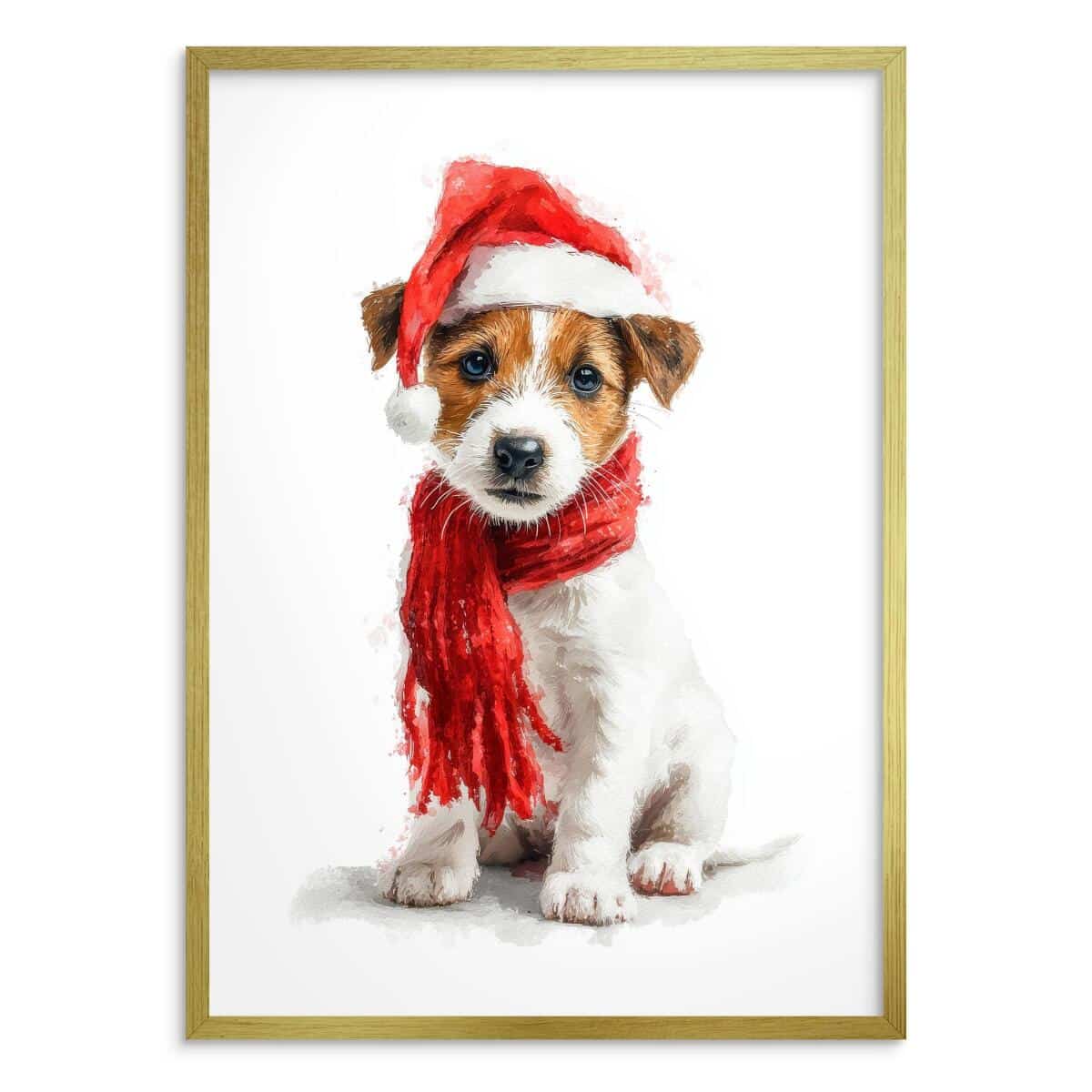 Dekoracja Ścienna na Święta – Pies w Czapce Mikołaja | Świąteczny plakat do pokoju dziecka 82321 - zdjęcie 6