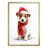 Dekoracja Ścienna na Święta – Pies w Czapce Mikołaja | Świąteczny plakat do pokoju dziecka 82321 - miniaturka 6