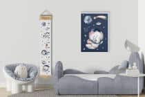 Miarka Wzrostu z Imieniem Dziecka- Kosmos, Astronauta, Planety | Dekoracyjna Miarka na płótnie do pokoju chłopca 64411 - miniaturka 6
