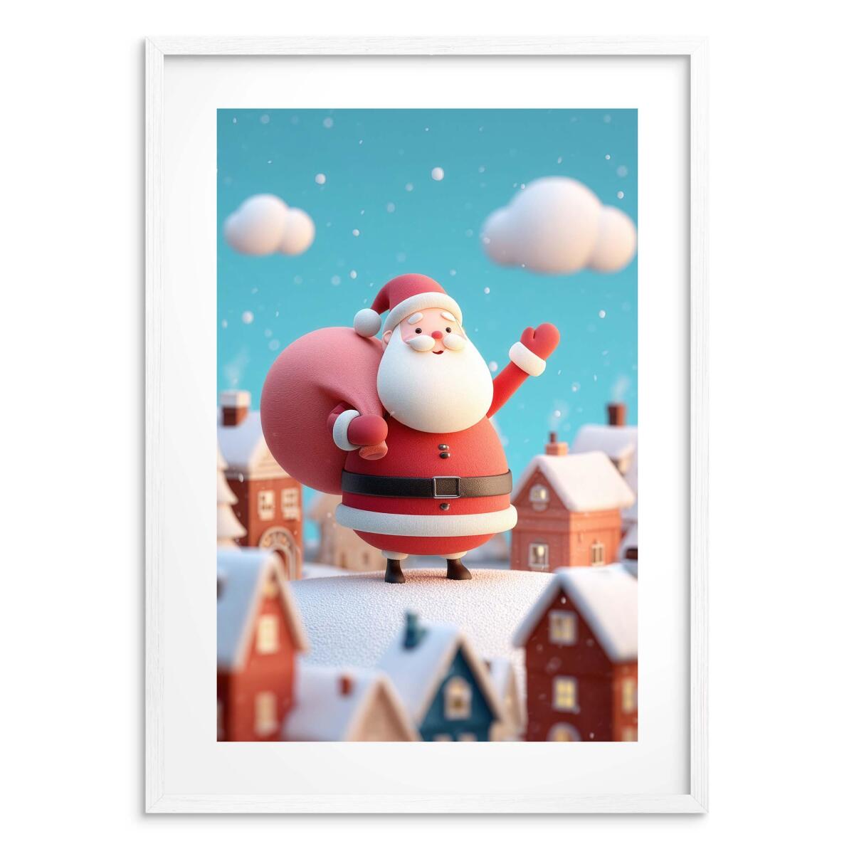 Kolorowy Plakat Świąteczny z Wesołym Mikołajem | Dekoracja domu na Boże Narodzenie 82324 - zdjęcie 1