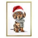 Plakat Bożonarodzeniowy z Psem- Jamnik w Czapce Mikołaja | Zabawna dekoracja świąteczna do pokoju dziecka, nastolatka 82320 - miniaturka 7