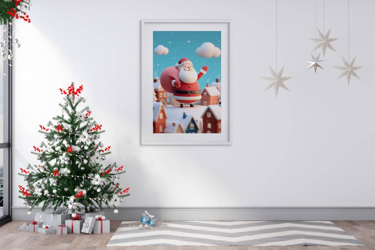 Kolorowy Plakat Świąteczny z Wesołym Mikołajem | Dekoracja domu na Boże Narodzenie 82324 - zdjęcie 5