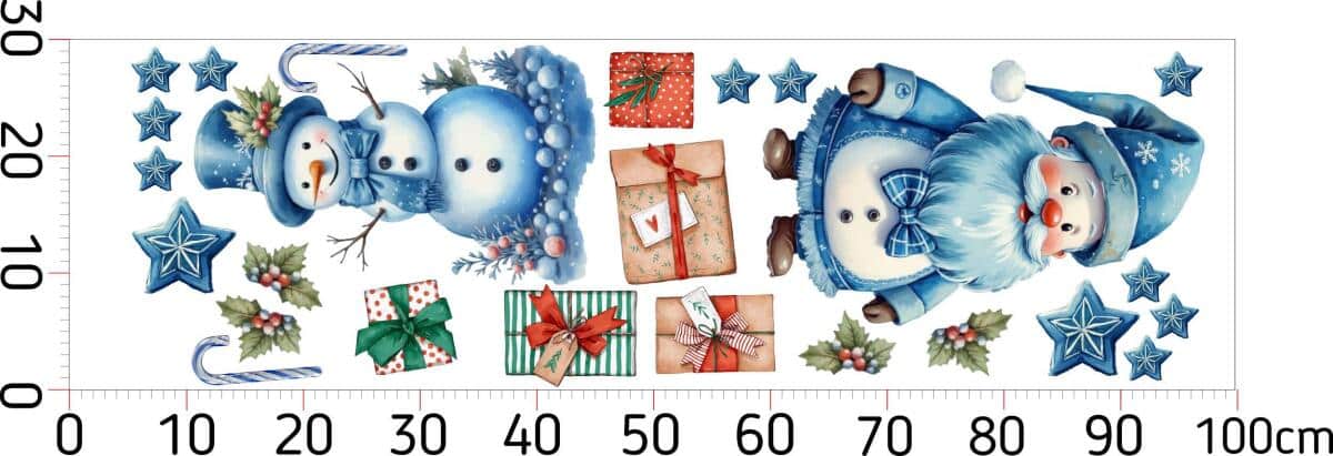 Zimowe Naklejki na Okno – Wesoły Bałwanek i Święty Mikołaj | Świąteczne ozdoby dla dzieci 82335 - zdjęcie 2