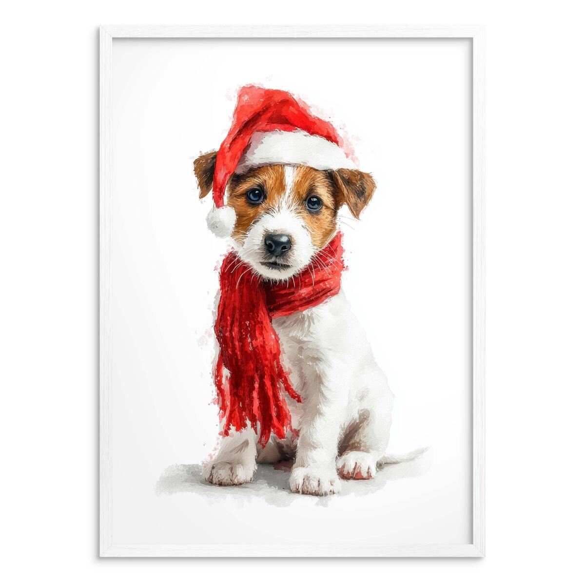 Dekoracja Ścienna na Święta – Pies w Czapce Mikołaja | Świąteczny plakat do pokoju dziecka 82321 - zdjęcie 7