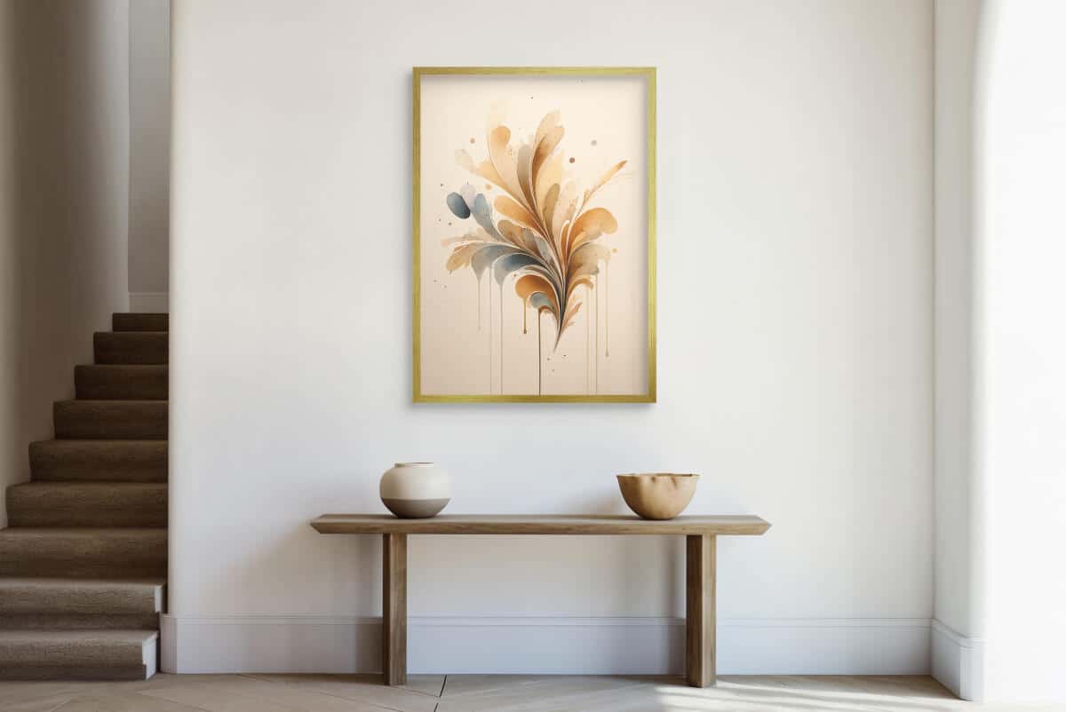 Minimalistyczny Plakat do sypialni- Subtelna Abstrakcja w beżach | Dekoracja do wnętrz boho, skandynawskich 94225 - zdjęcie 2