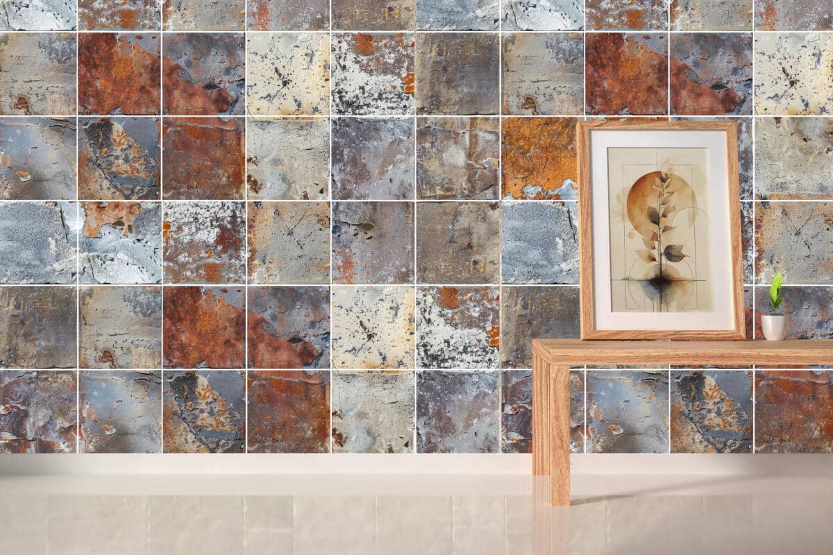 Dekoracyjne Naklejki na Kafelki- Efekt Rdzy, Patyny i Przetarć | Efektowne Płytki w stylu Industrialnym 82316 - zdjęcie 2