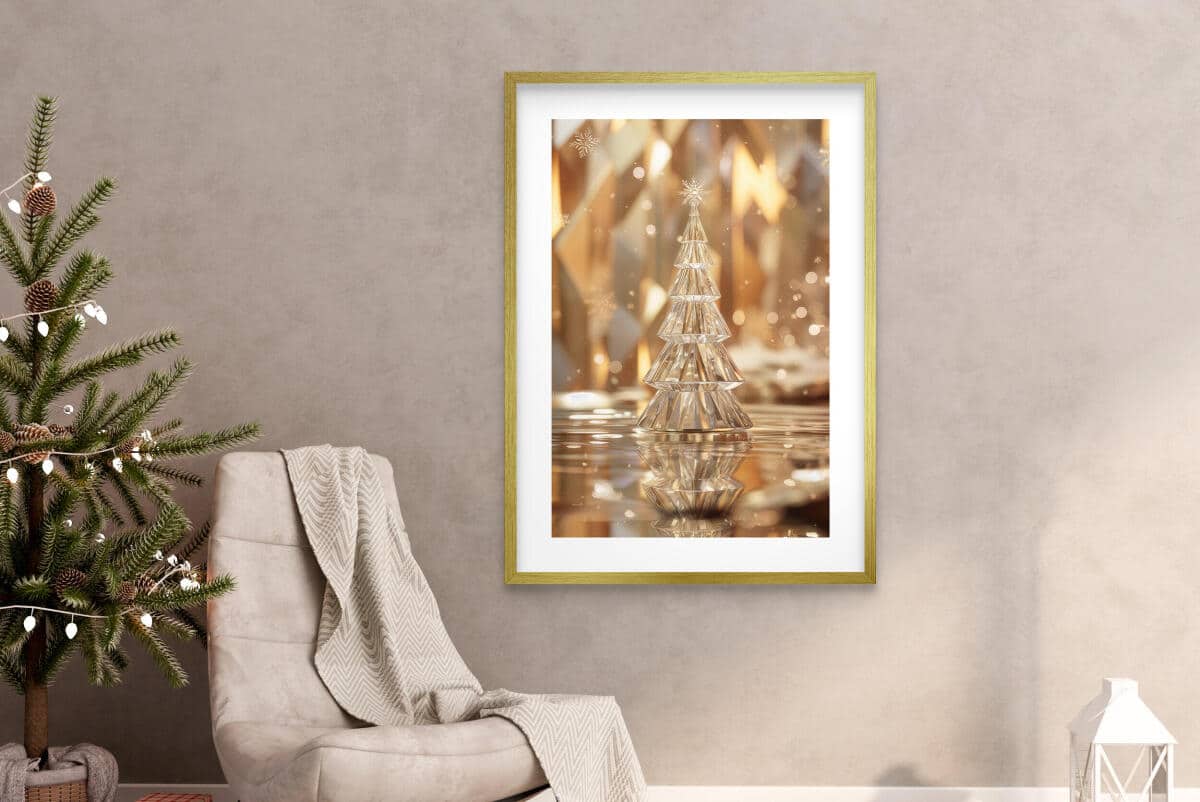 Elegancki Plakat Świąteczny – Złota Kryształowa Choinka | Luksusowa Dekoracja na Boże Narodzenie | Świąteczny Obraz Glamour 82318 - zdjęcie 2