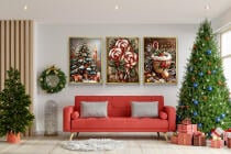 Plakaty Świąteczne- Choinka z Prezentami, Lizaki, Kubek Kakao |  Klimatyczne Dekoracje Bożonarodzeniowe KP398 - miniaturka 3