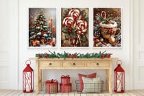 Plakaty Świąteczne- Choinka z Prezentami, Lizaki, Kubek Kakao |  Klimatyczne Dekoracje Bożonarodzeniowe KP398 - miniaturka 2