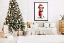 Dekoracja Ścienna na Święta – Pies w Czapce Mikołaja | Świąteczny plakat do pokoju dziecka 82321 - miniaturka 5