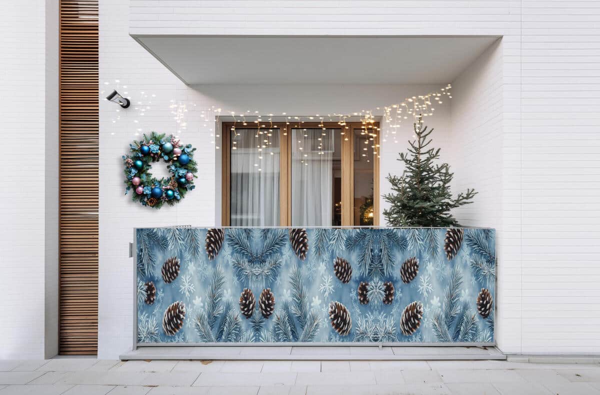 Osłona na balkon z zimowym motywem | Świąteczna dekoracja na ogrodzenie, taras 82332 - zdjęcie 3