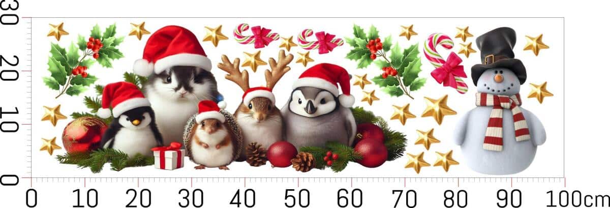 Świąteczne Naklejki na szybę– Pingwinek, Królik, Jeżyk, Bałwan | Zimowa Dekoracja na okno do Pokoju dziecięcego 82163 - zdjęcie 5