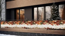 Świąteczna Dekoracja na balkon, taras- Baner na barierki | Girlanda z Bombkami na balustradę 82331 - miniaturka 3