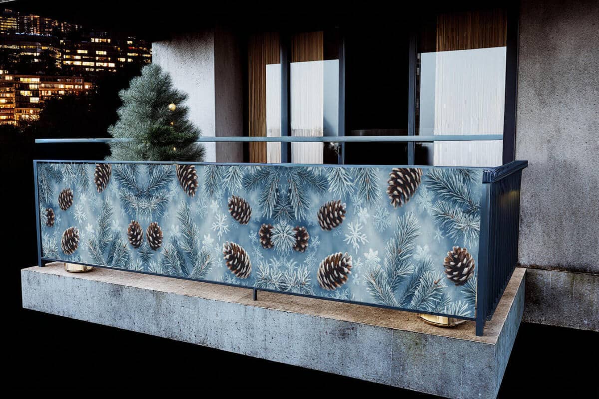 Osłona na balkon z zimowym motywem | Świąteczna dekoracja na ogrodzenie, taras 82332 - zdjęcie 2