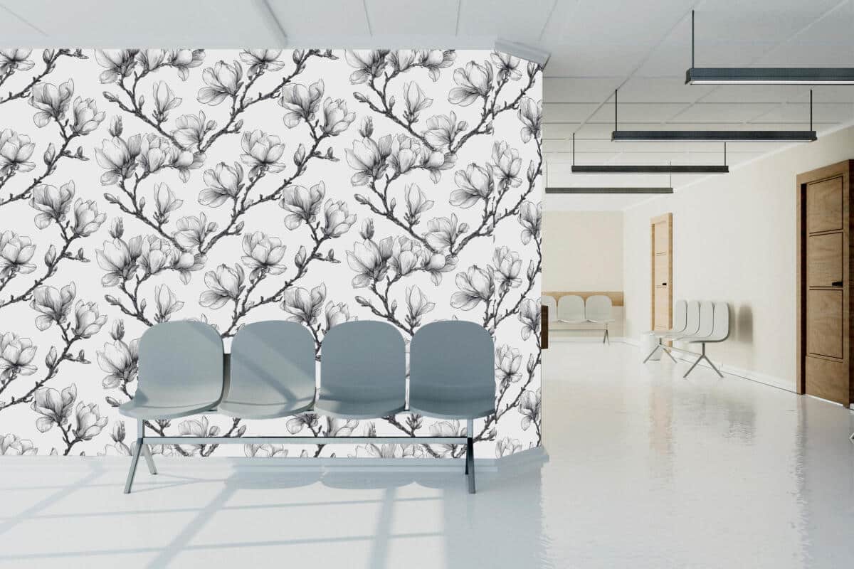 Dekoracyjna Fototapeta biurowa- Magnolia Artystyczny Szkic | Elegancka Dekoracja do poczekalni, recepcji 82326 - zdjęcie 3