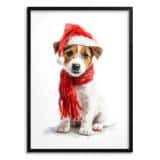 Dekoracja Ścienna na Święta – Pies w Czapce Mikołaja | Świąteczny plakat do pokoju dziecka 82321 - miniaturka 1