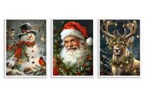 Świąteczne Obrazy na ścianę – Mikołaj, Bałwan, Renifer | Bożonarodzeniowe Plakaty | Zimowa Dekoracja Ścienna do Domu KP401 - miniaturka 6