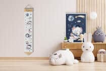 Miarka Wzrostu z Imieniem Dziecka- Kosmos, Astronauta, Planety | Dekoracyjna Miarka na płótnie do pokoju chłopca 64411 - miniaturka 4