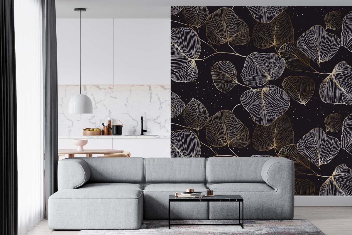 Elegancka Fototapeta do Recepcji – Złote Liście w stylu Glamour 82327 - zdjęcie 4