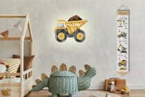 Personalizowana Miarka Wzrostu dla chłopca- Plac budowy, Koparka, Dźwig | Dekoracyjna Miarka z imieniem dziecka 64412 - miniaturka 5