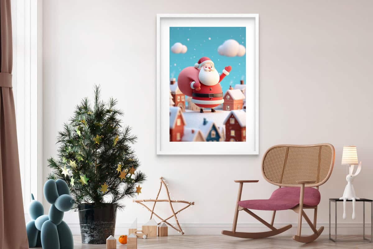Kolorowy Plakat Świąteczny z Wesołym Mikołajem | Dekoracja domu na Boże Narodzenie 82324 - zdjęcie 4