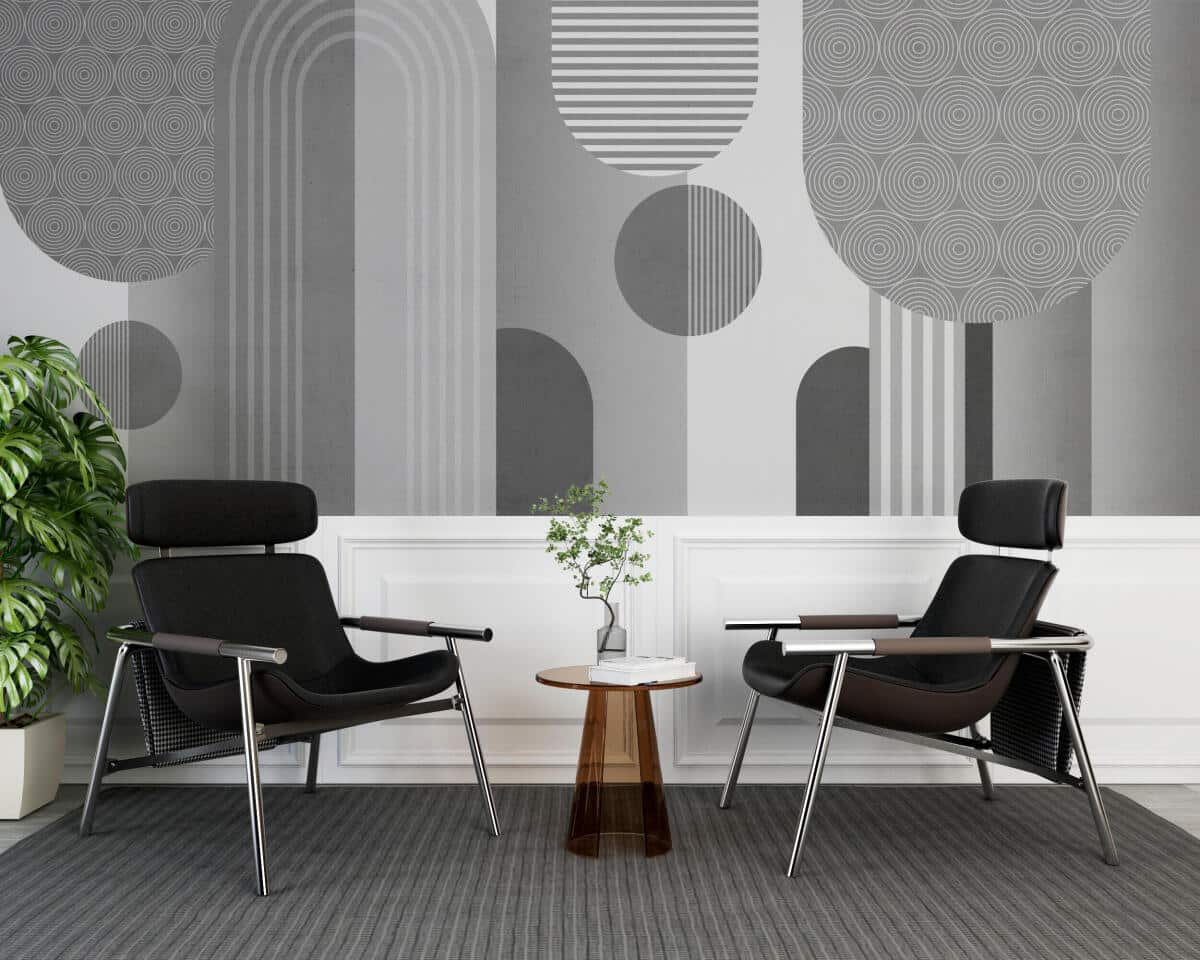 Fototapeta geometryczna – Nowoczesna Abstrakcja w Szarościach | Stylowa dekoracja do biura, gabinetu, poczekalni 82330 - zdjęcie 2