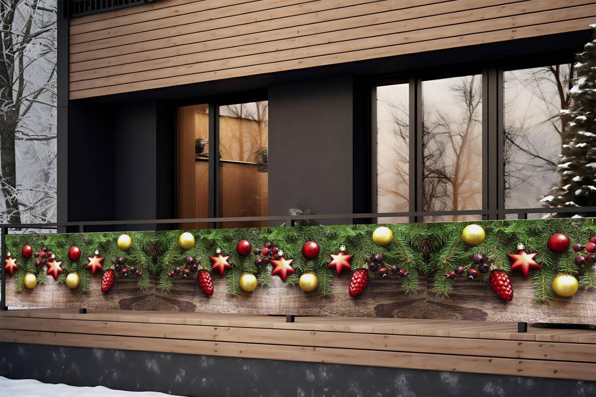 Dekoracja Bożonarodzeniowa na balkon, taras, ogrodzenie- Baner na barierki 67301 - zdjęcie 2