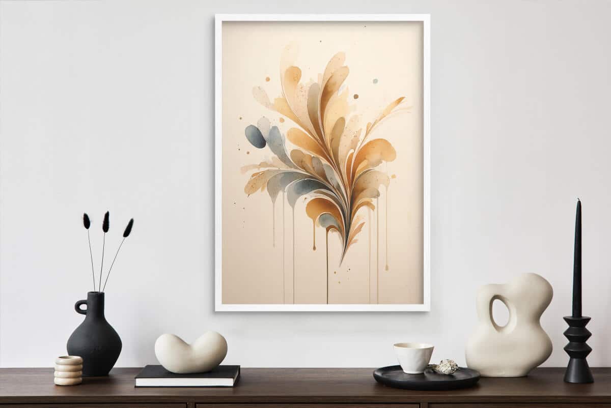 Minimalistyczny Plakat do sypialni- Subtelna Abstrakcja w beżach | Dekoracja do wnętrz boho, skandynawskich 94225 - zdjęcie 7