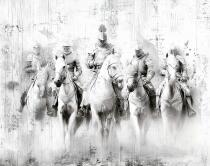 Czarno-biała Fototapeta dla gracza- Rycerze w zbrojach | Młodzieżowa Tapeta na ścianę szkic, motyw fantasy 82312 - miniaturka 4