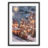 Bożonarodzeniowa dekoracja na ścianę- Zimowe miasteczko, kolejka | Świąteczny Plakat do salonu 82317 - miniaturka 5