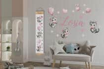 Miarka wzrostu z imieniem dziecka  | Dekoracyjna miarka na ścianę do pokoju dziewczynki- Kotki 64409 - miniaturka 5