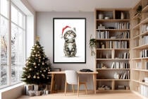 Plakat Świąteczny dla Dzieci – Kotek w Czapce Mikołaja | Bajkowa Dekoracja Ścienna do Pokoju dziecka 82322 - miniaturka 4