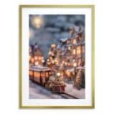 Bożonarodzeniowa dekoracja na ścianę- Zimowe miasteczko, kolejka | Świąteczny Plakat do salonu 82317 - miniaturka 1