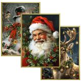 Świąteczne Obrazy na ścianę – Mikołaj, Bałwan, Renifer | Bożonarodzeniowe Plakaty | Zimowa Dekoracja Ścienna do Domu KP401 - miniaturka 1
