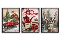 Plakaty Świąteczne Vintage- Merry Christmas | Zimowy krajobraz na ścianę- dekoracje bożonarodzeniowe KP403 - miniaturka 8
