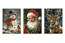 Świąteczne Obrazy na ścianę – Mikołaj, Bałwan, Renifer | Bożonarodzeniowe Plakaty | Zimowa Dekoracja Ścienna do Domu KP401 - miniaturka 9