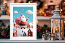 Kolorowy Plakat Świąteczny z Wesołym Mikołajem | Dekoracja domu na Boże Narodzenie 82324 - miniaturka 2