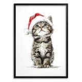 Plakat Świąteczny dla Dzieci – Kotek w Czapce Mikołaja | Bajkowa Dekoracja Ścienna do Pokoju dziecka 82322 - miniaturka 1