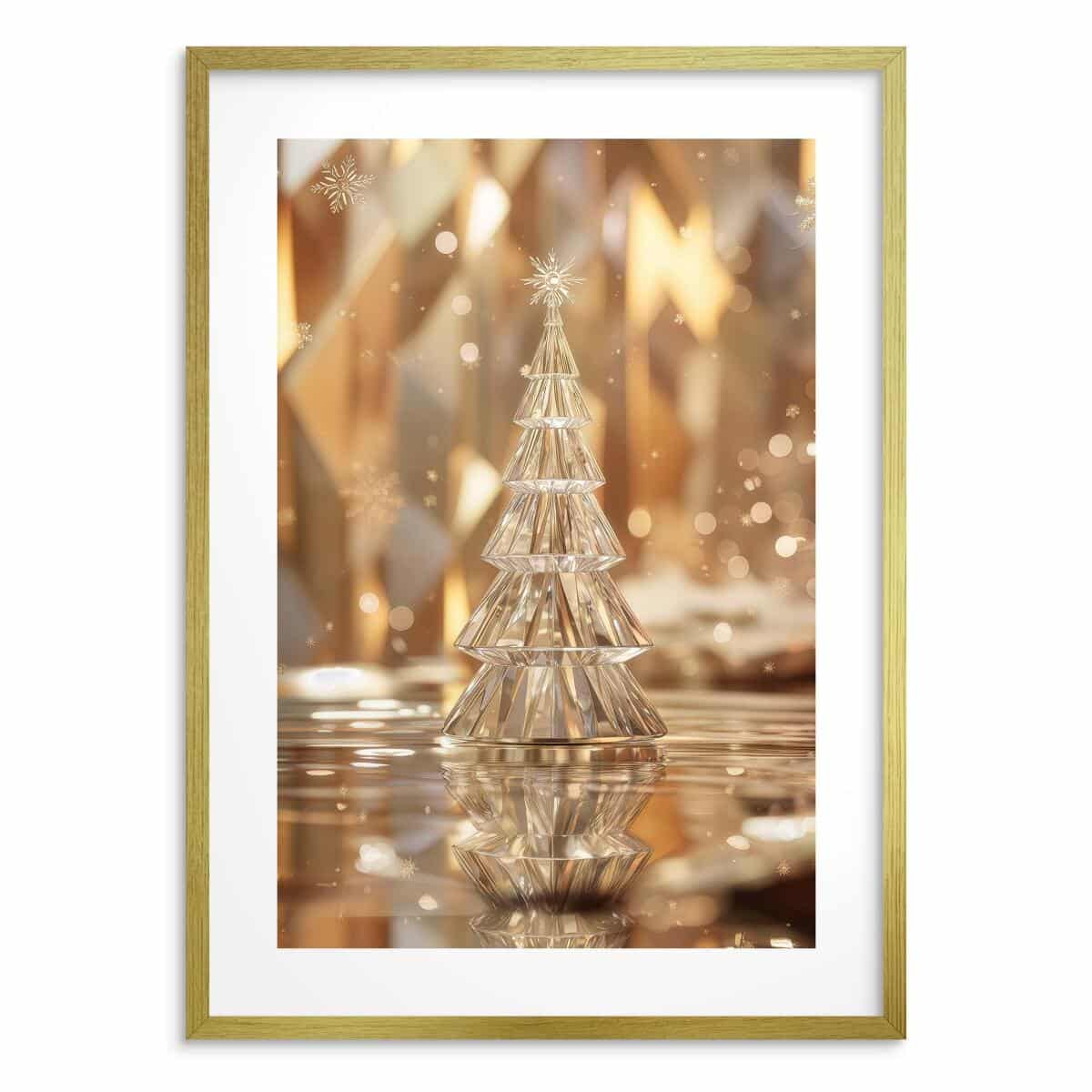 Elegancki Plakat Świąteczny – Złota Kryształowa Choinka | Luksusowa Dekoracja na Boże Narodzenie | Świąteczny Obraz Glamour 82318 - zdjęcie 1