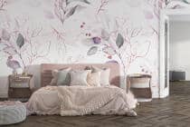 Fototapeta Pastelowe Liście Akwarela | Delikatny Motyw Roślinny | Subtelna Dekoracja Ścienna w różu 82252 - miniaturka 2