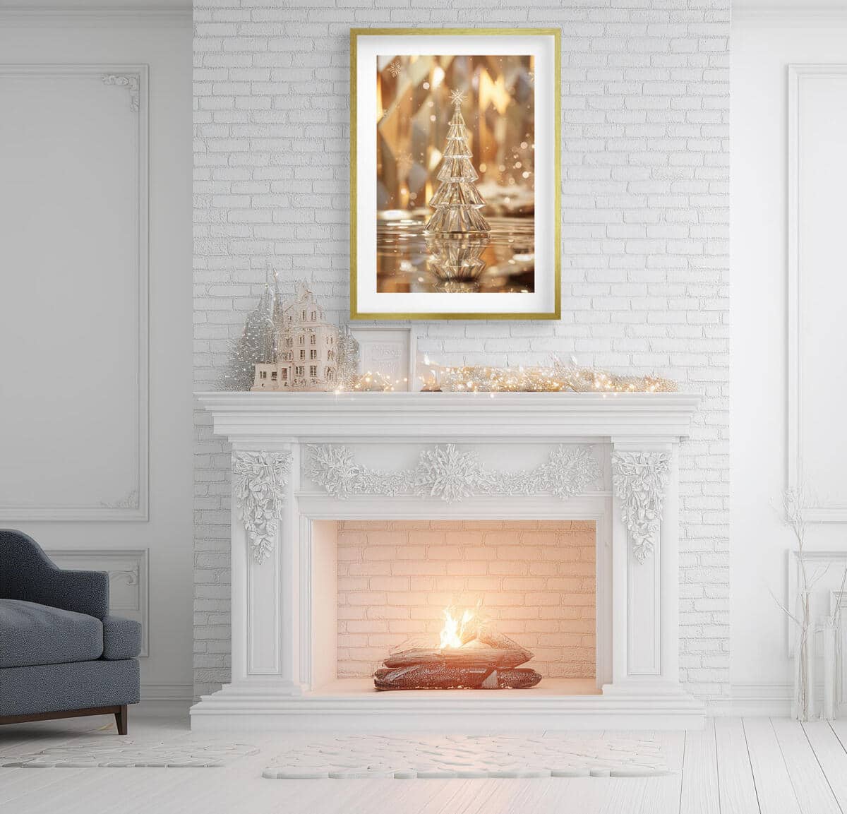 Elegancki Plakat Świąteczny – Złota Kryształowa Choinka | Luksusowa Dekoracja na Boże Narodzenie | Świąteczny Obraz Glamour 82318 - zdjęcie 5