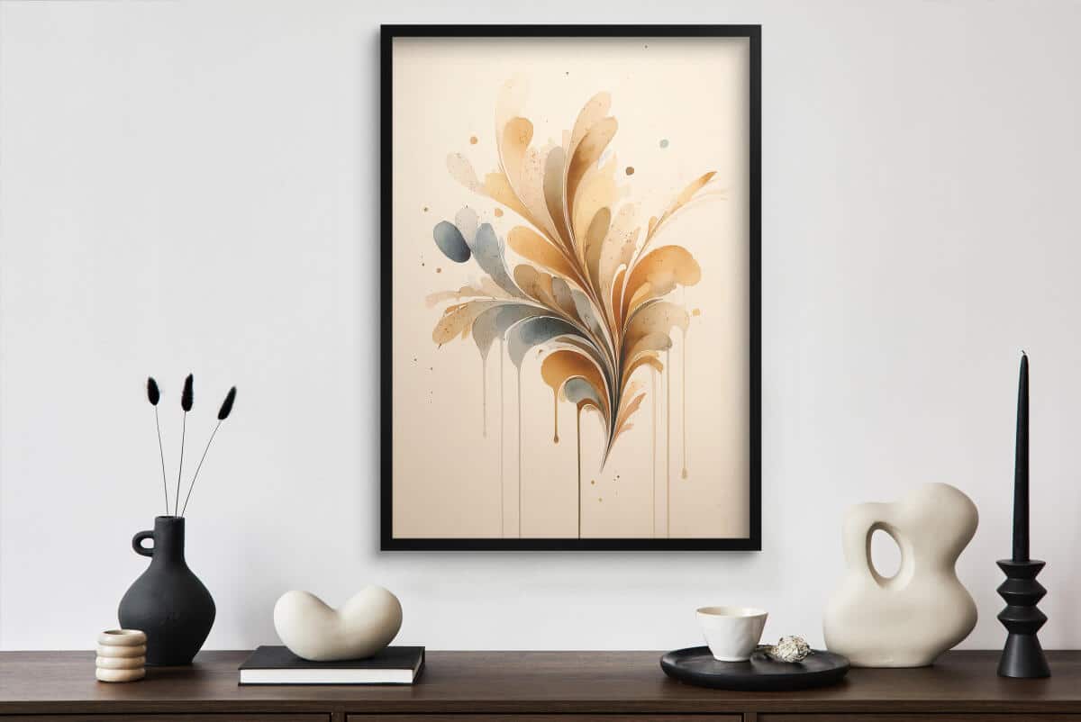 Minimalistyczny Plakat do sypialni- Subtelna Abstrakcja w beżach | Dekoracja do wnętrz boho, skandynawskich 94225 - zdjęcie 8