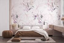 Fototapeta Pastelowe Liście Akwarela | Delikatny Motyw Roślinny | Subtelna Dekoracja Ścienna w różu 82252 - miniaturka 1