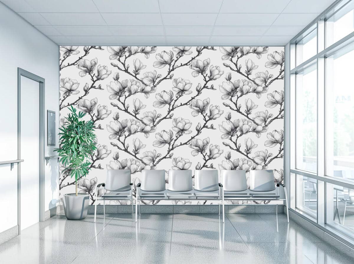 Dekoracyjna Fototapeta biurowa- Magnolia Artystyczny Szkic | Elegancka Dekoracja do poczekalni, recepcji 82326 - zdjęcie 1