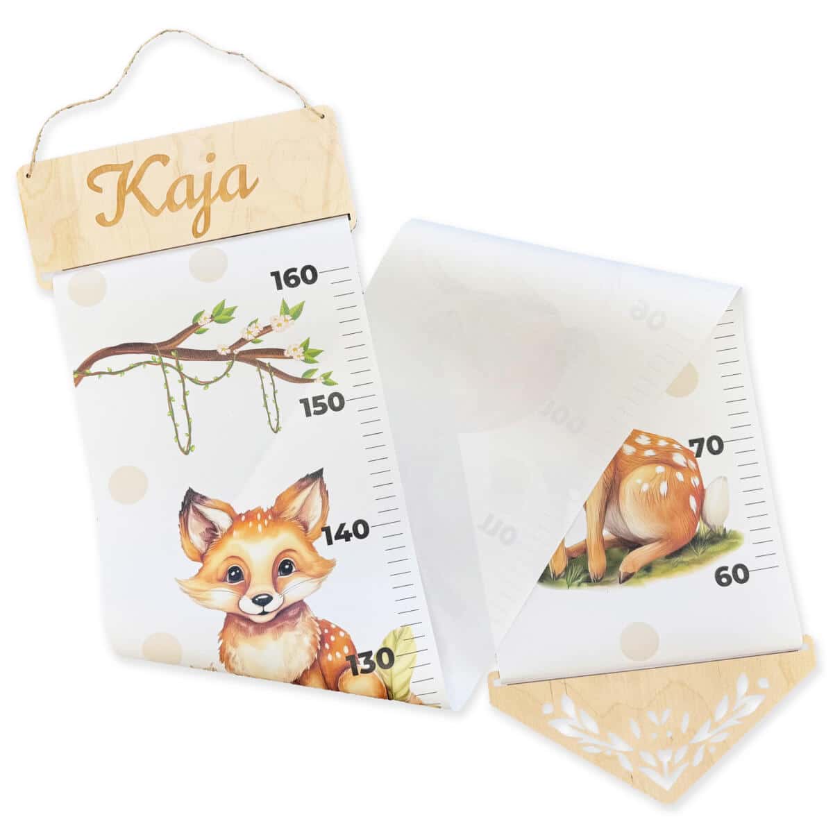 Dziecięca Miarka wzrostu na ścianę, do powieszenia- Zwierzątka leśne, Polana | Miarka z imieniem do pokoju dziecka w stylu boho 64413 - zdjęcie 1
