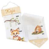 Dziecięca Miarka wzrostu na ścianę, do powieszenia- Zwierzątka leśne, Polana | Miarka z imieniem do pokoju dziecka w stylu boho 64413 - miniaturka 1