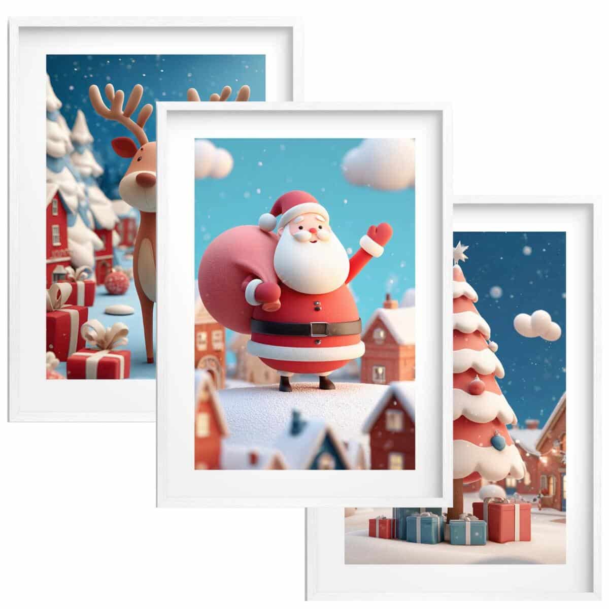 Kolorowe Plakaty Świąteczne dla dzieci– Wesoły Mikołaj, Uroczy Renifer, Świąteczna Choinka 82337 - zdjęcie 1