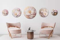 Okrągłe obrazy na ścianę- Kwiaty Glamour w różu i złocie 68224 - miniaturka 7